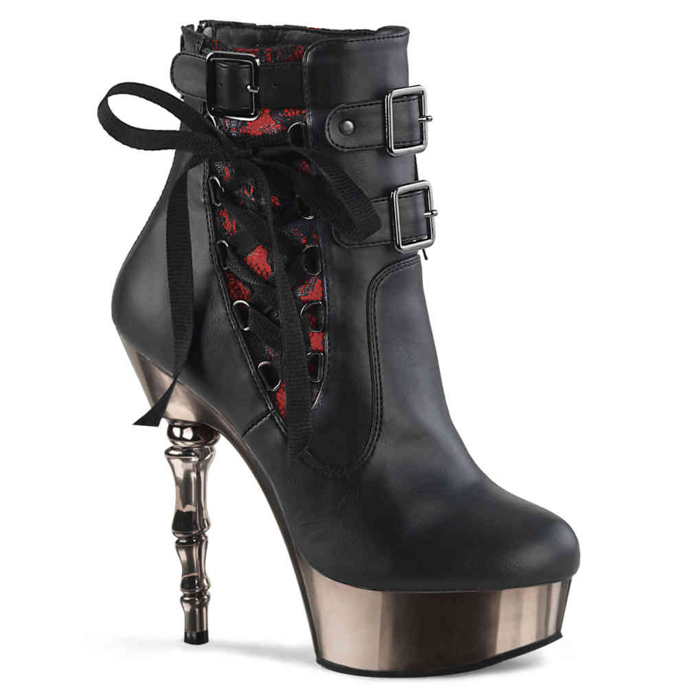 DemoniaCult - MUERTO-1030 Plattformstiefel - Schwarz/Rot